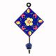 Navy Blue With Yellow Ceramic Floral Tiles Hooks